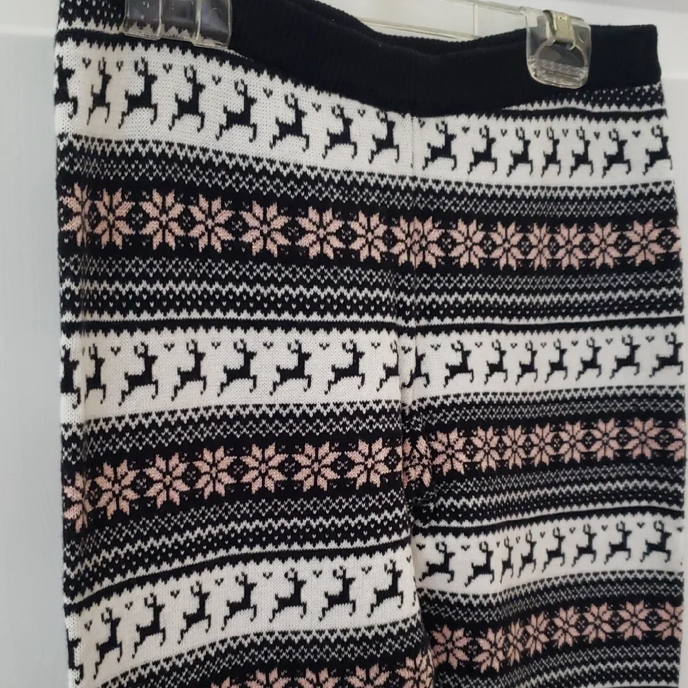 Children's Place Nordic Knit Black and White Leggings  Sparkle Snowflakes NWT